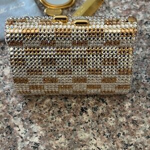 Vintage white and gold crystal mini clutch